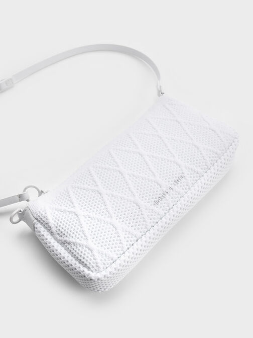 Geona Knitted Phone Pouch, White, hi-res