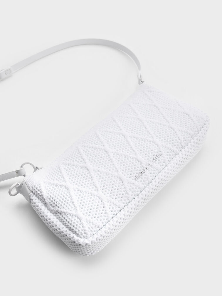 Geona Knitted Phone Pouch, White, hi-res