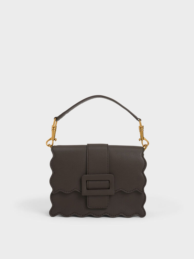 Waverly Scallop-Trim Bag, Dark Moss, hi-res