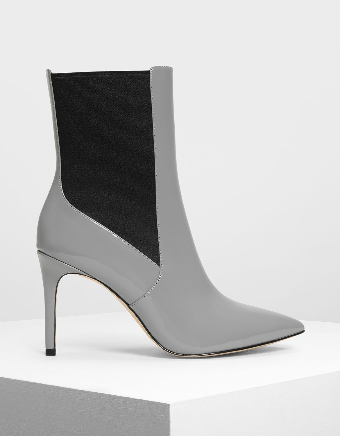 Grey Pointed Toe Chelsea Boots