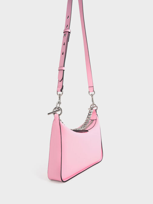 Minta Chain-Link Hobo Bag, Pink, hi-res