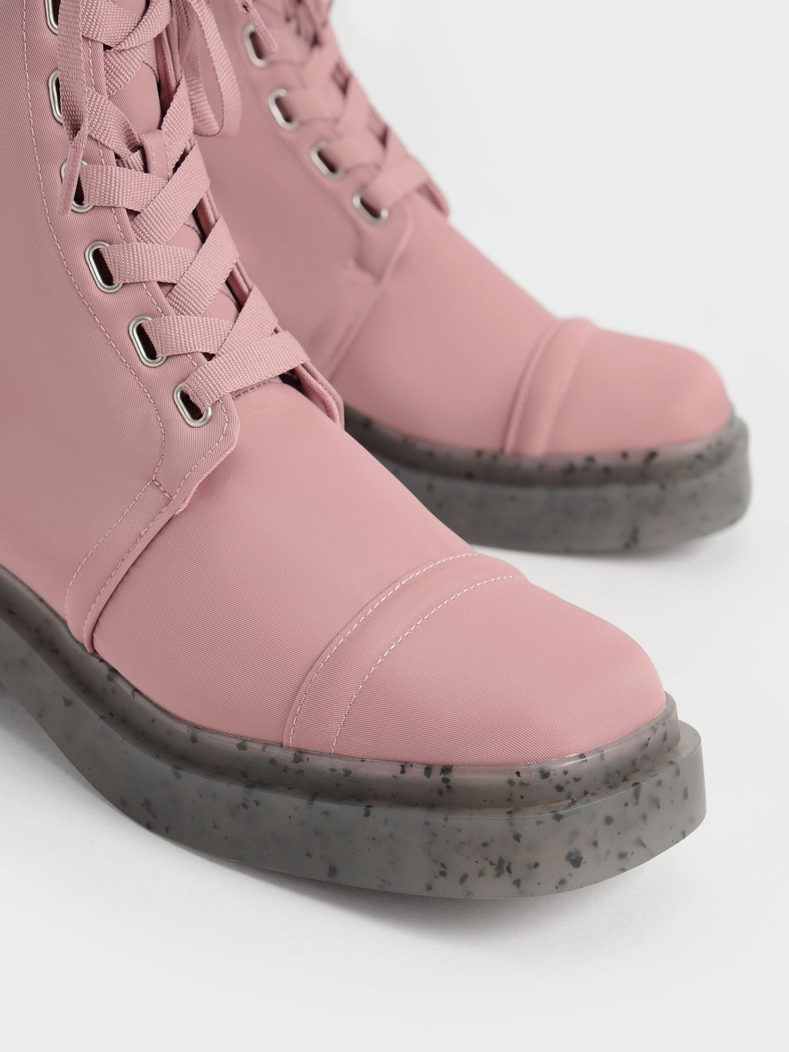 The Anniversary Series: Charli Recycled Nylon Lace-Up Ankle Boots, Pink, hi-res