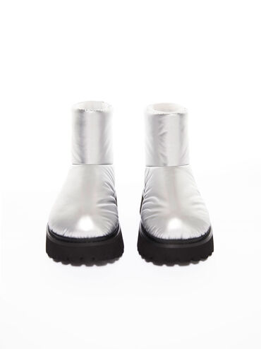 Romilly Puffy Ankle Boots, Silver, hi-res