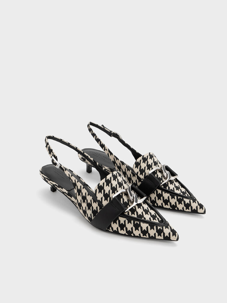 Gabine Leather Houndstooth Slingback Pumps, Multi, hi-res