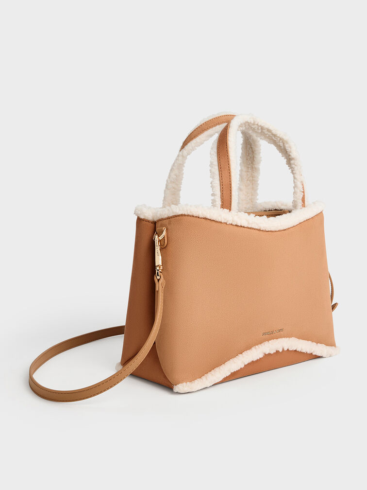 Sybill Faux Suede Fur-Trim Tote Bag, Multi, hi-res