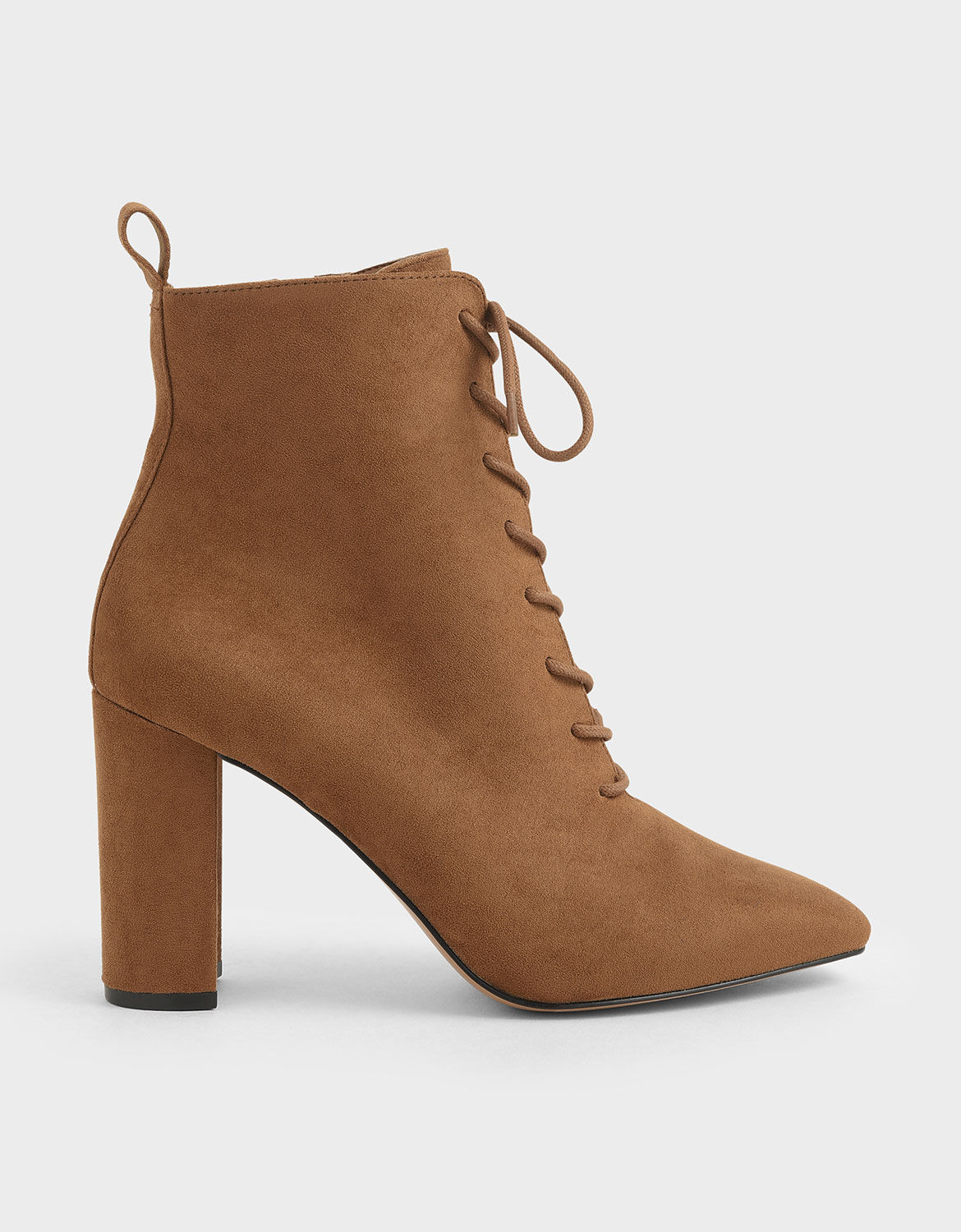 Caramel Textured Lace-Up Ankle Boots 