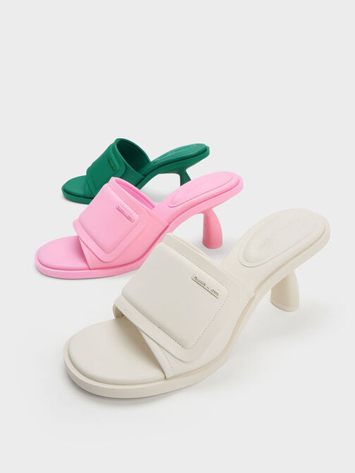 Puffy Sculptural Heel Mules, Chalk, hi-res