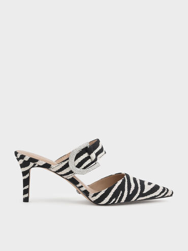 Gabine Jacquard Tiger-Print Mule Pumps, Animal Print White, hi-res