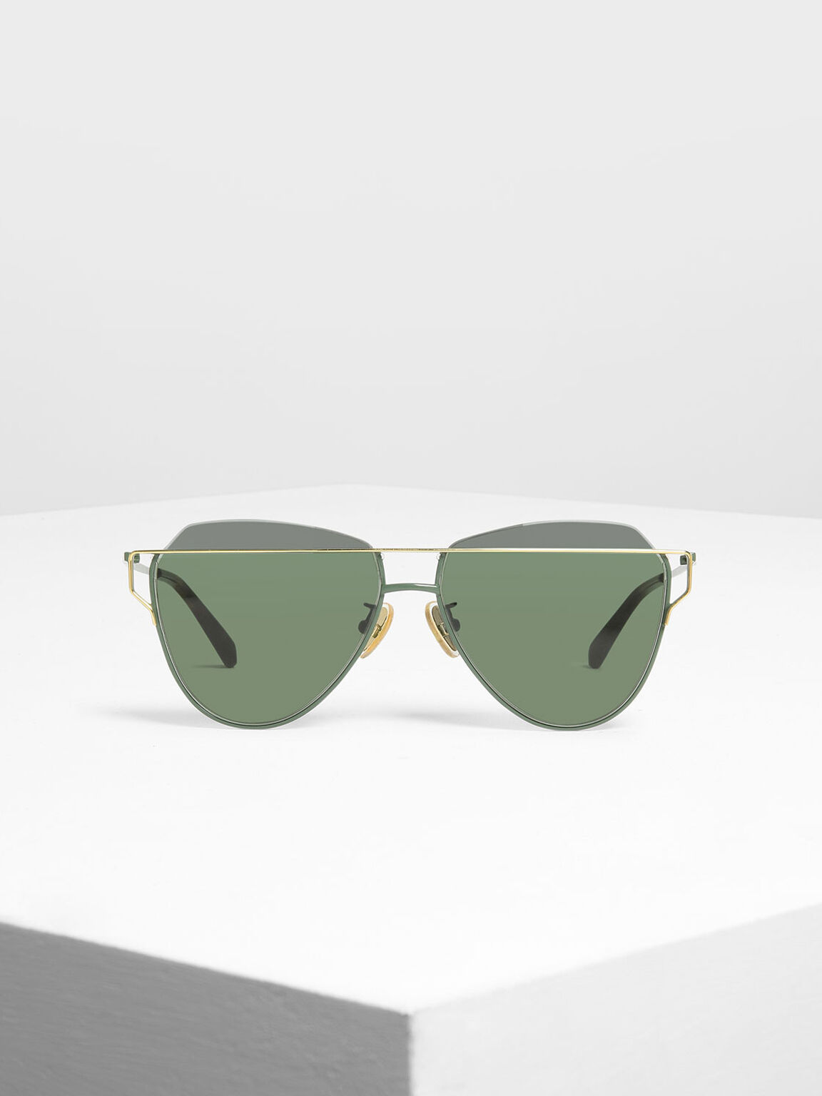 Olive Wire Frame Aviator Sunglasses Charles Keith Us