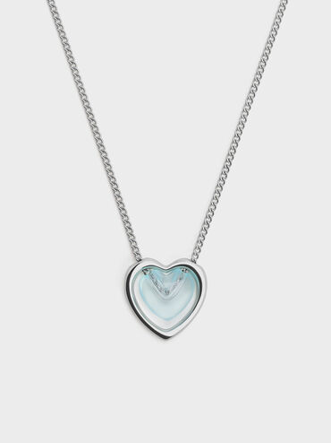 Annalise Resin-Heart Necklace, Blue, hi-res