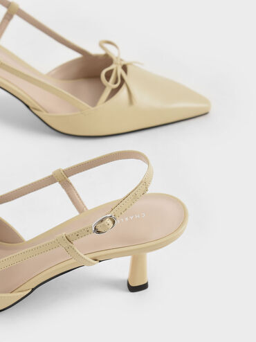 Bow-Tie Slingback Pumps, Yellow, hi-res