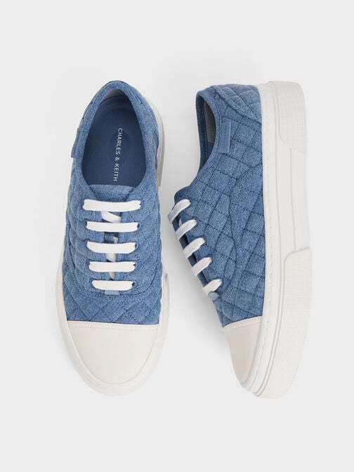 Joshi Denim Quilted Sneakers, Denim Blue, hi-res