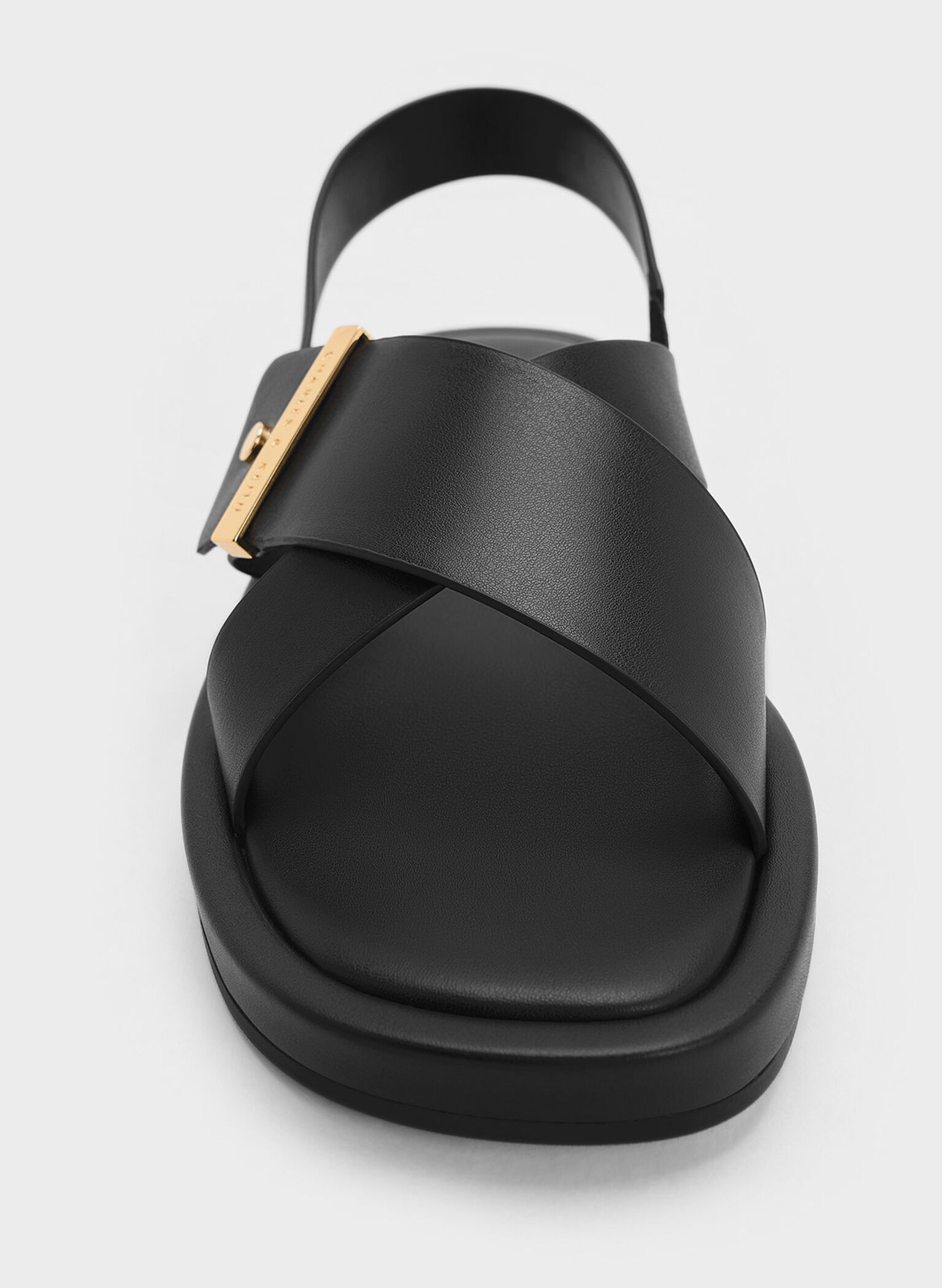 Audra Crossover-Strap Slingback Sandals, Black, hi-res
