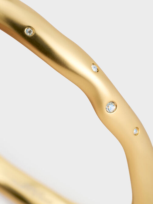 Brazalete escultural Ottilie, Dorado pulido, hi-res