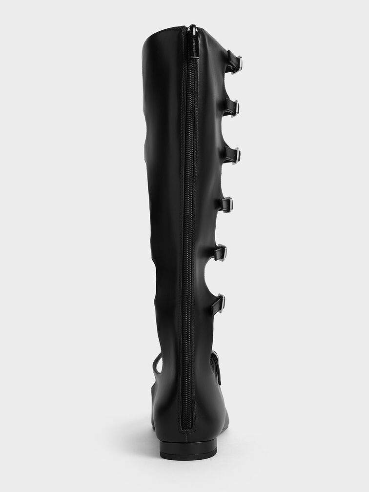 Lyric Gladiator Pointed-Toe Flats, Black, hi-res