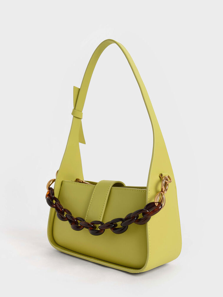 Leather Chain-Link Bag, Green, hi-res