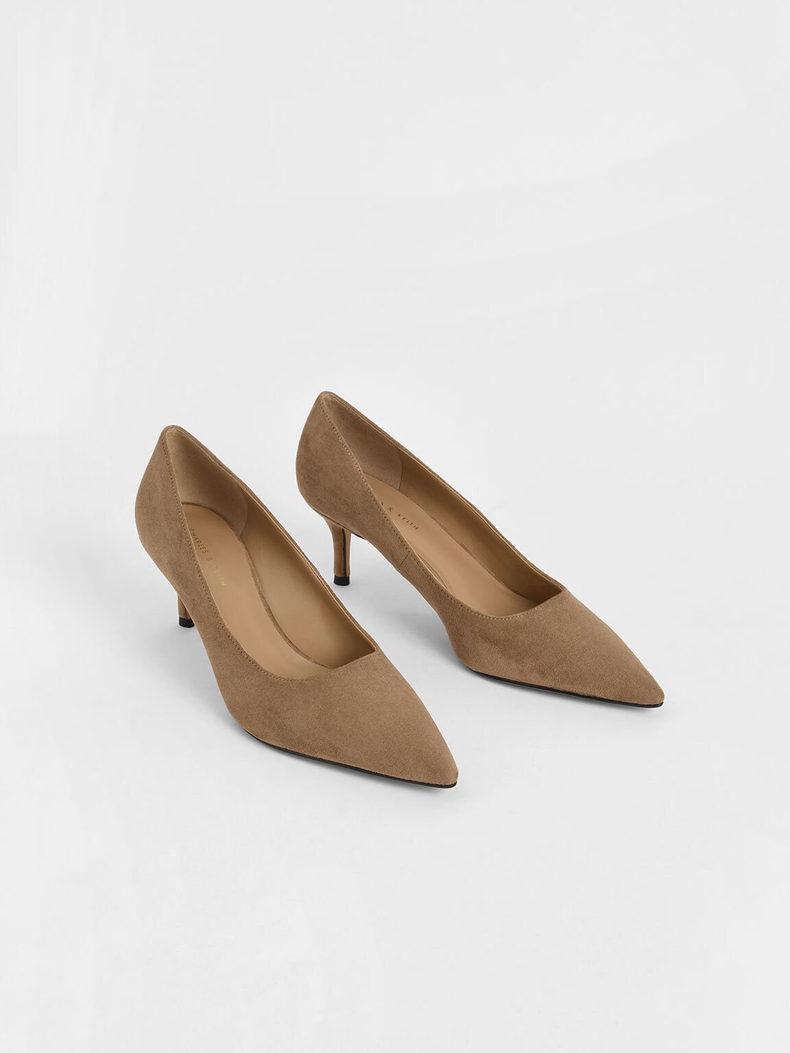 Textured Pointed Toe Court Shoes, Camel, hi-res