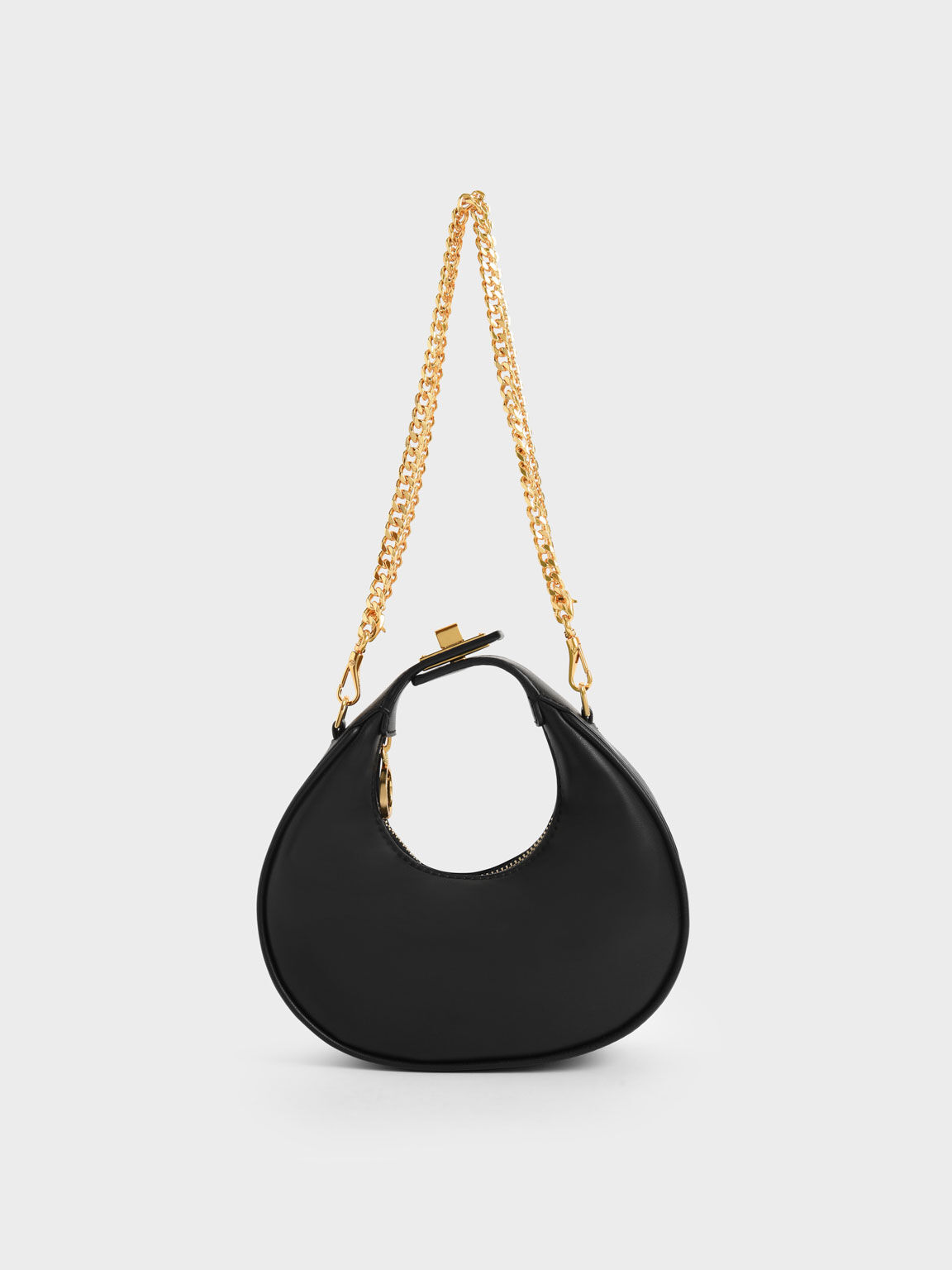Black Mini Crescent Hobo Bag - CHARLES & KEITH MY