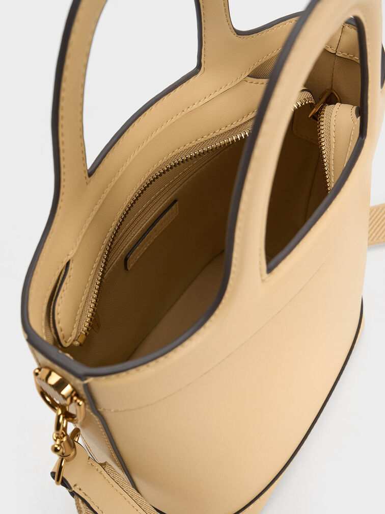 Bolso bombonera Bronte con asa superior, Beige, hi-res