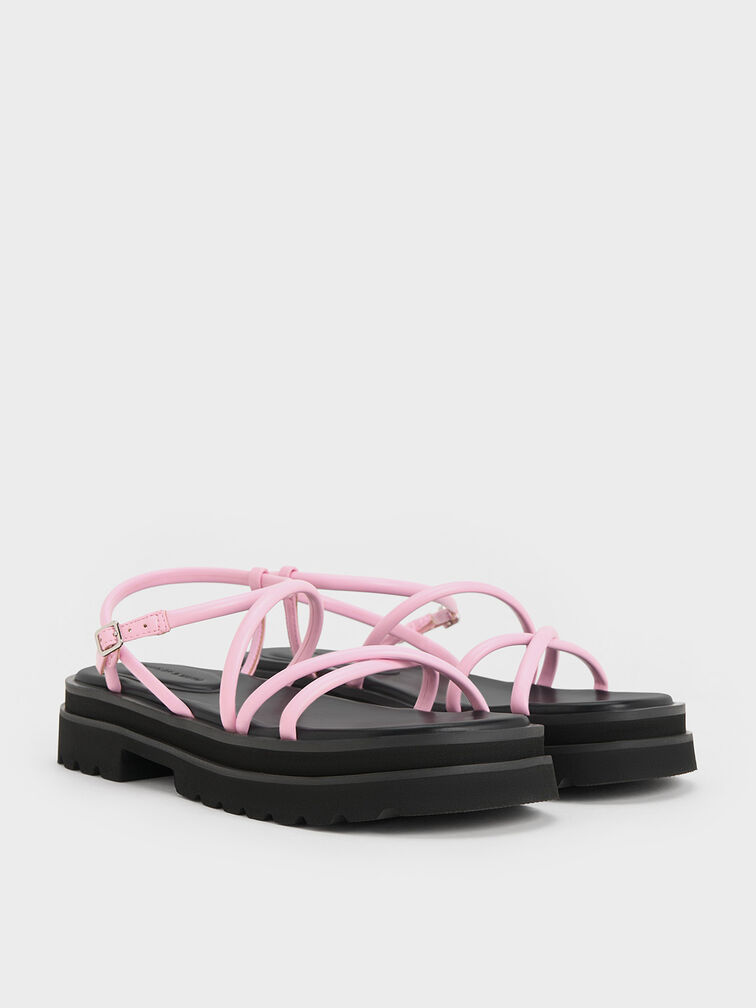 Pink Tubular Strap Sandals - CHARLES & KEITH AW