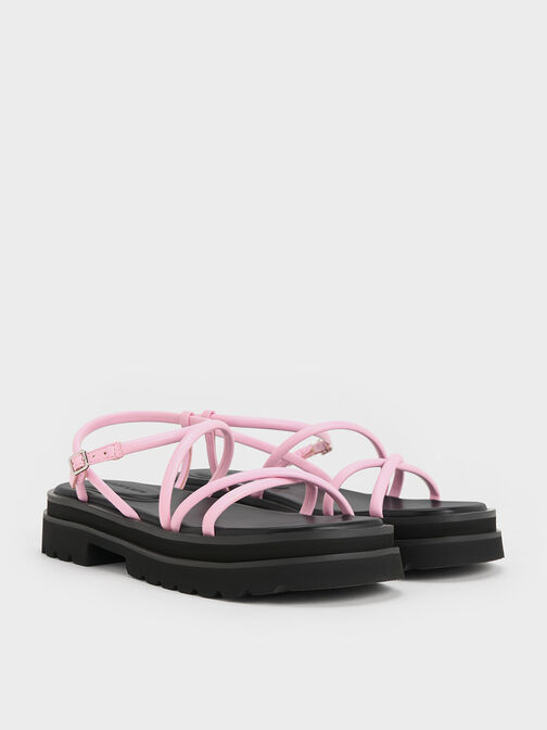 Tubular Strap Sandals, Pink, hi-res