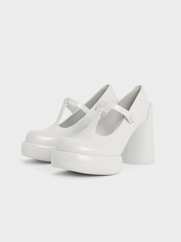 Darcy Patent T-Bar Platform Mary Janes, White, hi-res