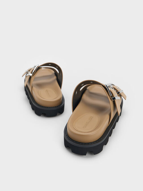 Sandalias Trill de doble tira con ojales, Camel, hi-res