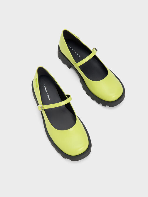 Rounded Square-Toe Mary Janes, Lime, hi-res