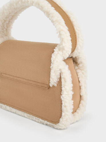 Mini Cassiopeia Fur-Trim Bag, Camel, hi-res