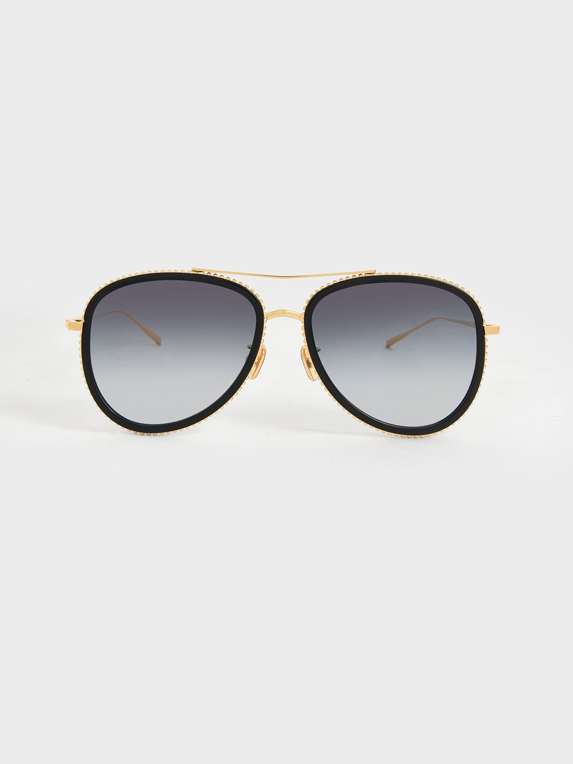 Recycled Acetate Gradient Tint Aviator Sunglasses, Black, hi-res