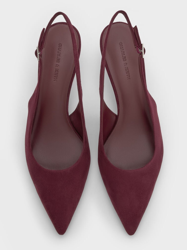 Ruthie Faux Suede Slingback Pumps, Burgundy, hi-res