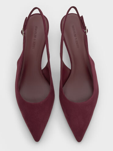 Ruthie Faux Suede Slingback Pumps, Burgundy, hi-res