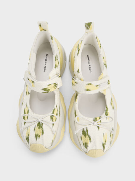 Floral-Print Bow Mary Jane Sneakers, Multi, hi-res