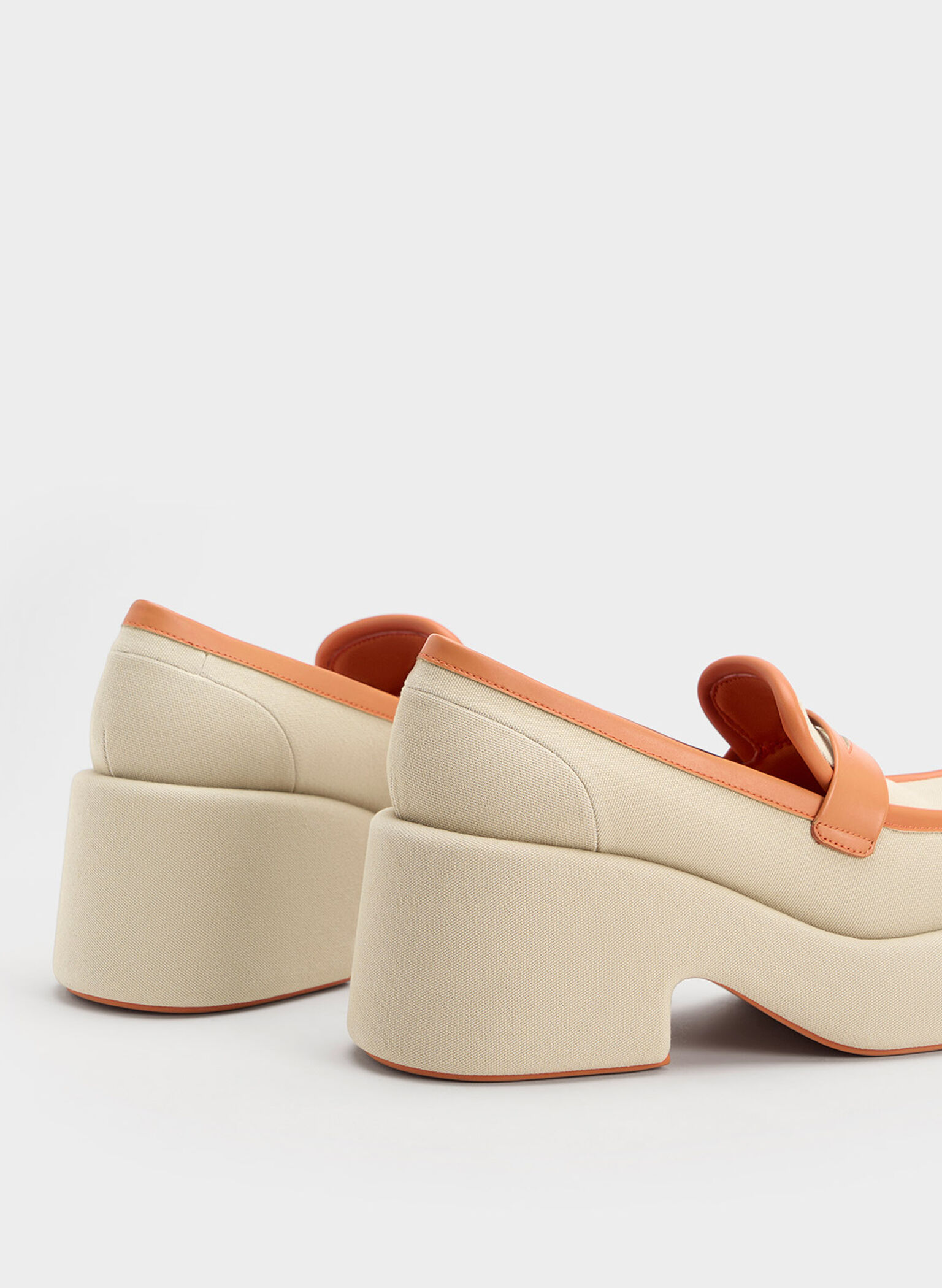 Leni Canvas Platform Loafers, Orange, hi-res