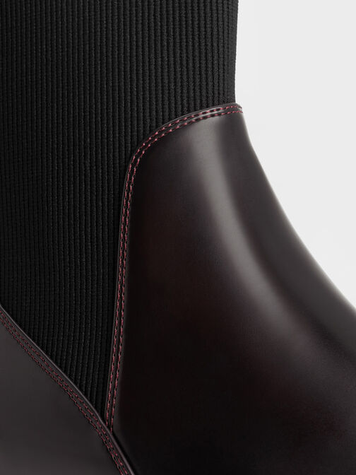 Ankle Sock Boots, Burgundy, hi-res