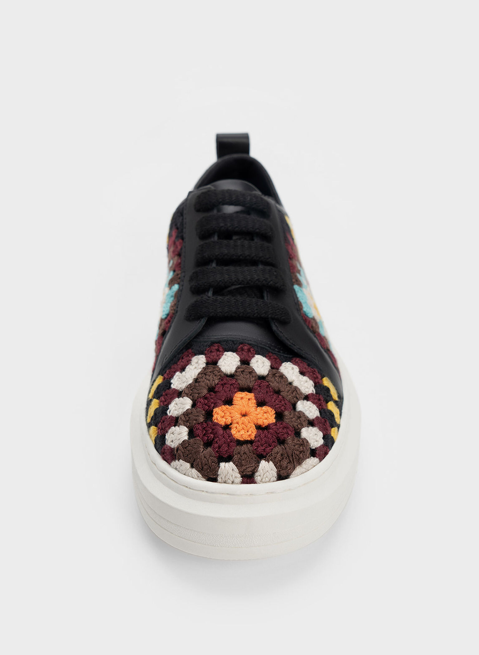 Floral Crochet & Leather Sneakers, Multi, hi-res