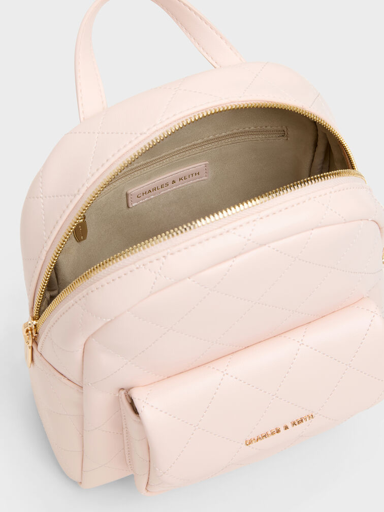Alva Quilted Front-Pocket Backpack, Soft Pink, hi-res
