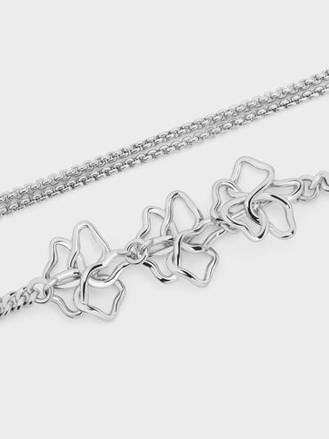 Fernley Flower Layered Necklace, Silver, hi-res