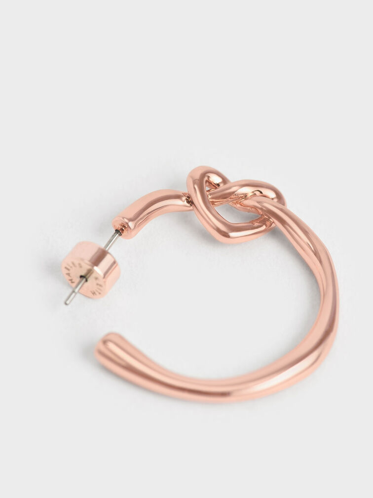 Swarovski® Crystal Embellished Heart Hoop Earrings, Rose Gold, hi-res