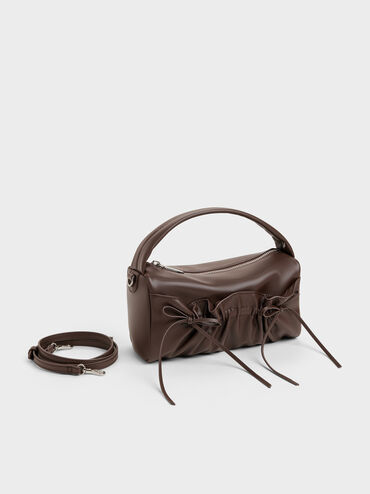Bolso de Mano Reese Fruncido con Lazos, Espresso Brown, hi-res