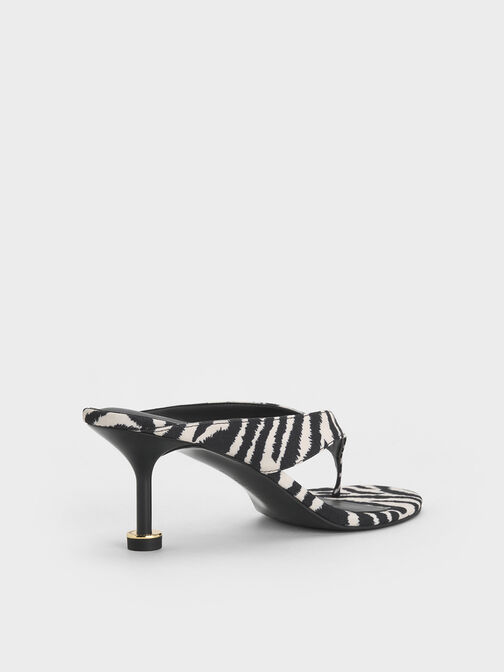 Wynn Zebra-Print Sculptural-Heel Thong Sandals, Animal Print Natural, hi-res