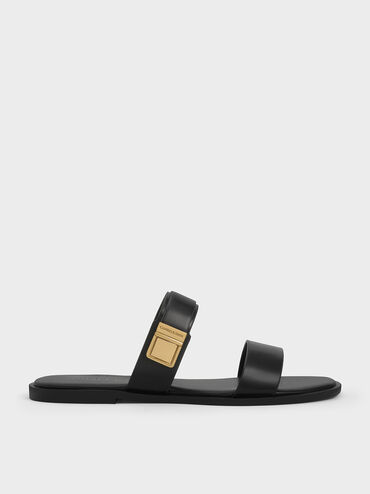 Dove Double-Strap Sandals, Black, hi-res