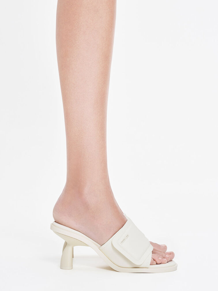 Puffy Sculptural Heel Mules, Chalk, hi-res