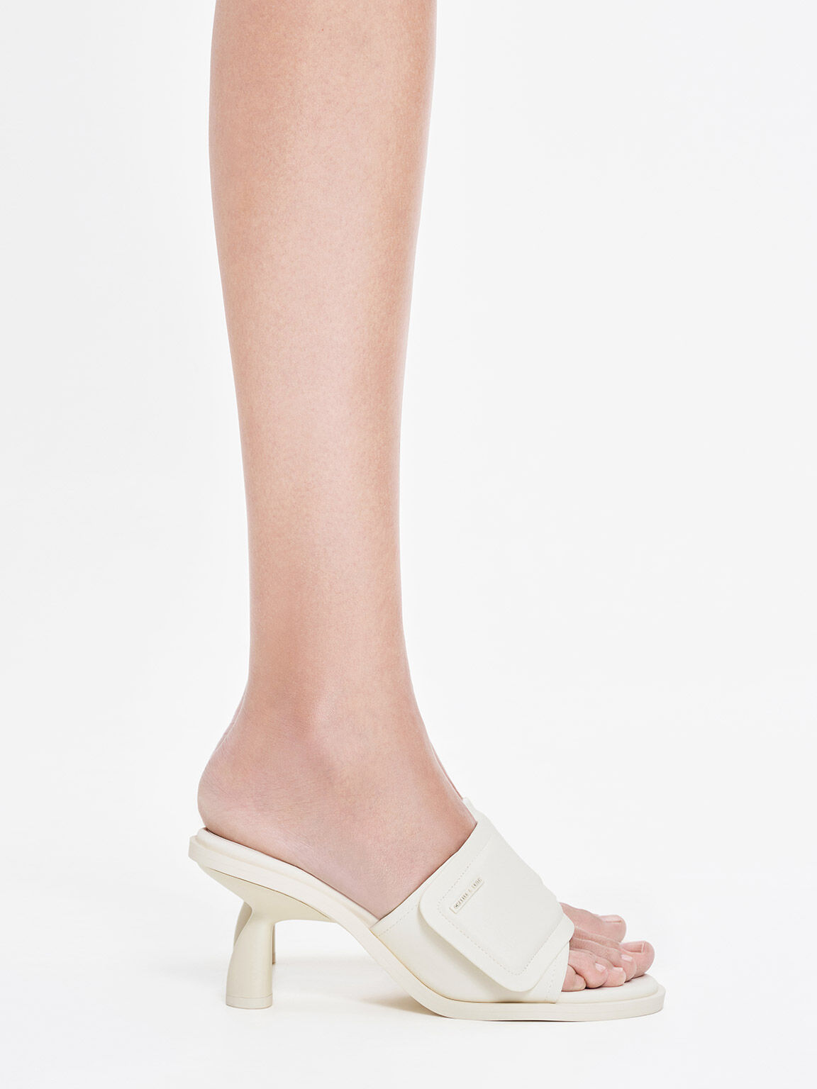 Puffy Sculptural Heel Mules, Chalk, hi-res