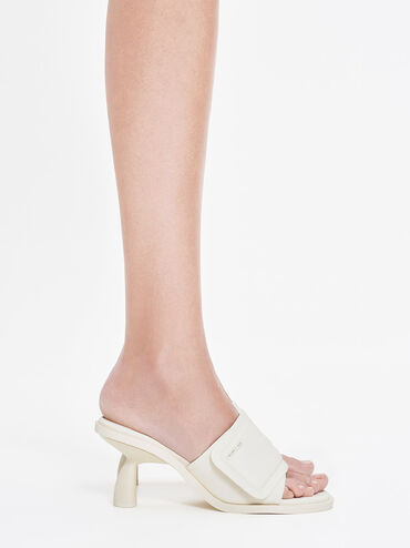 Puffy Sculptural Heel Mules, Chalk, hi-res