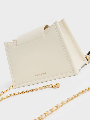 Mini Roza Beaded Handle Scarf Bag, Cream, hi-res