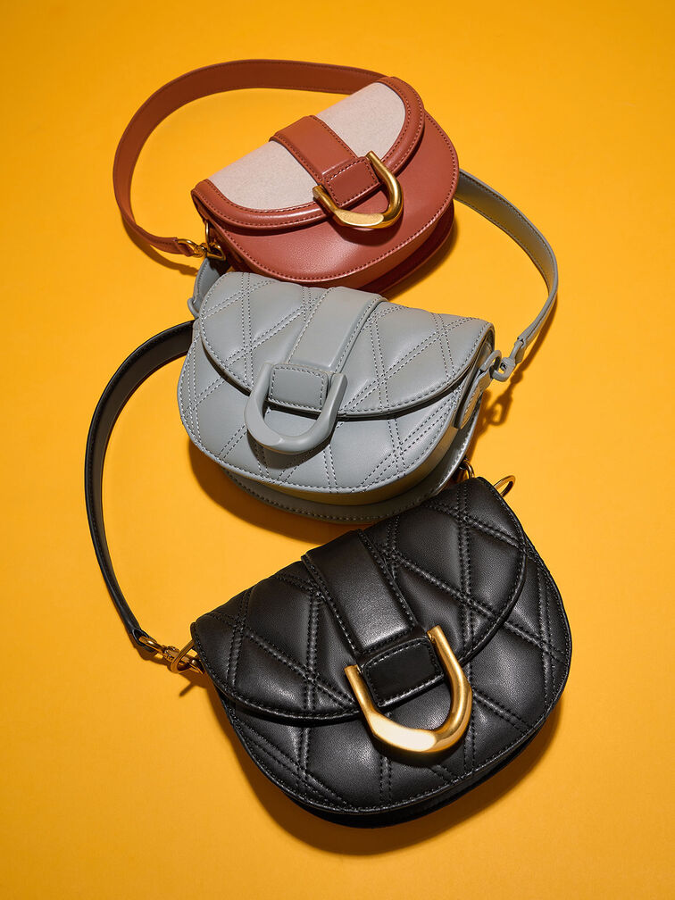 Mini Gabine Two-Tone Saddle Bag​, Brick, hi-res