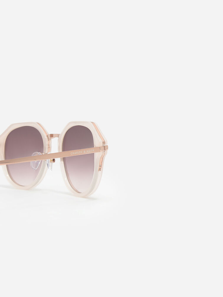 Angular Oval Sunglasses, Pink, hi-res
