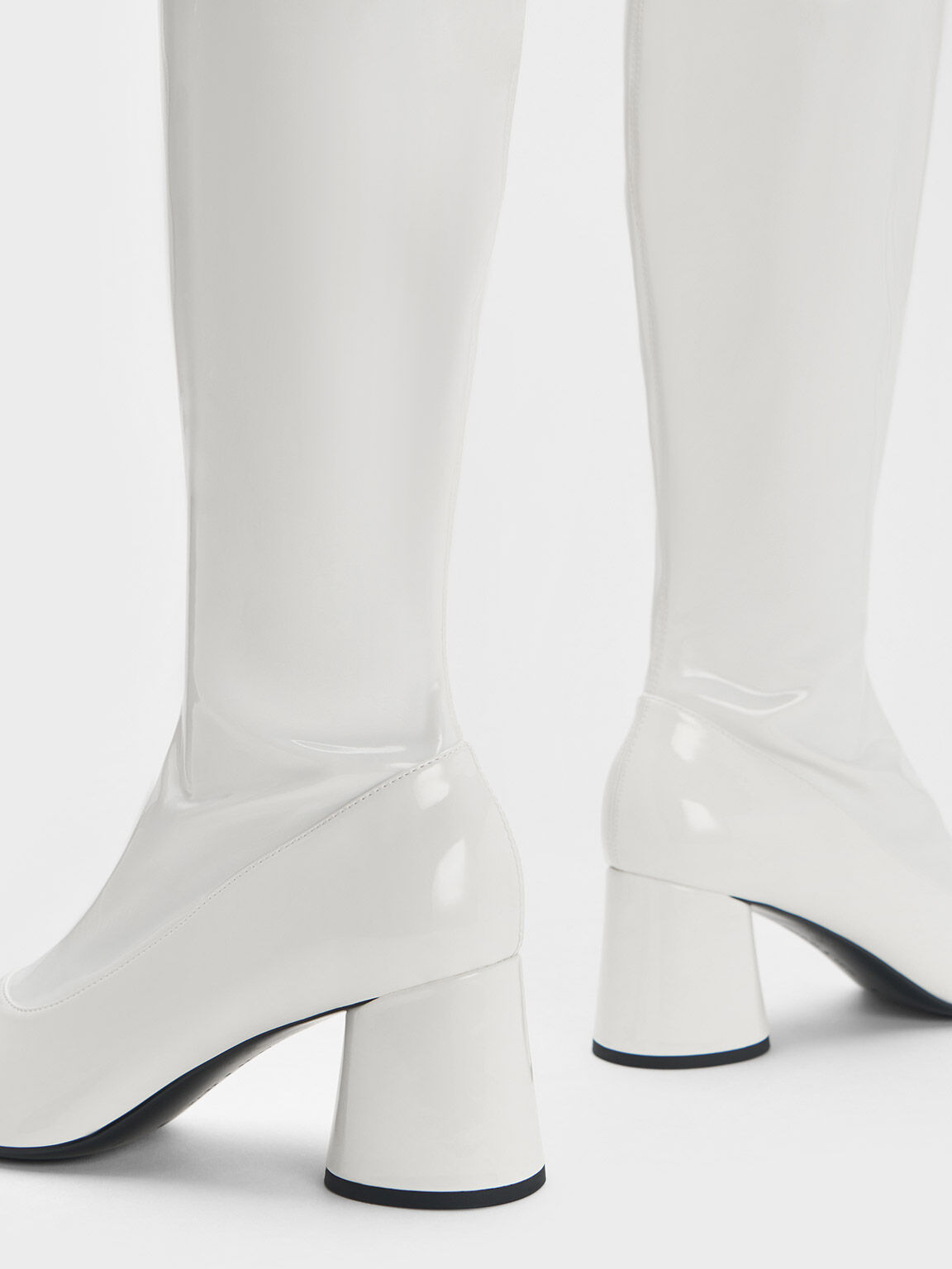 All white sales knee high boots