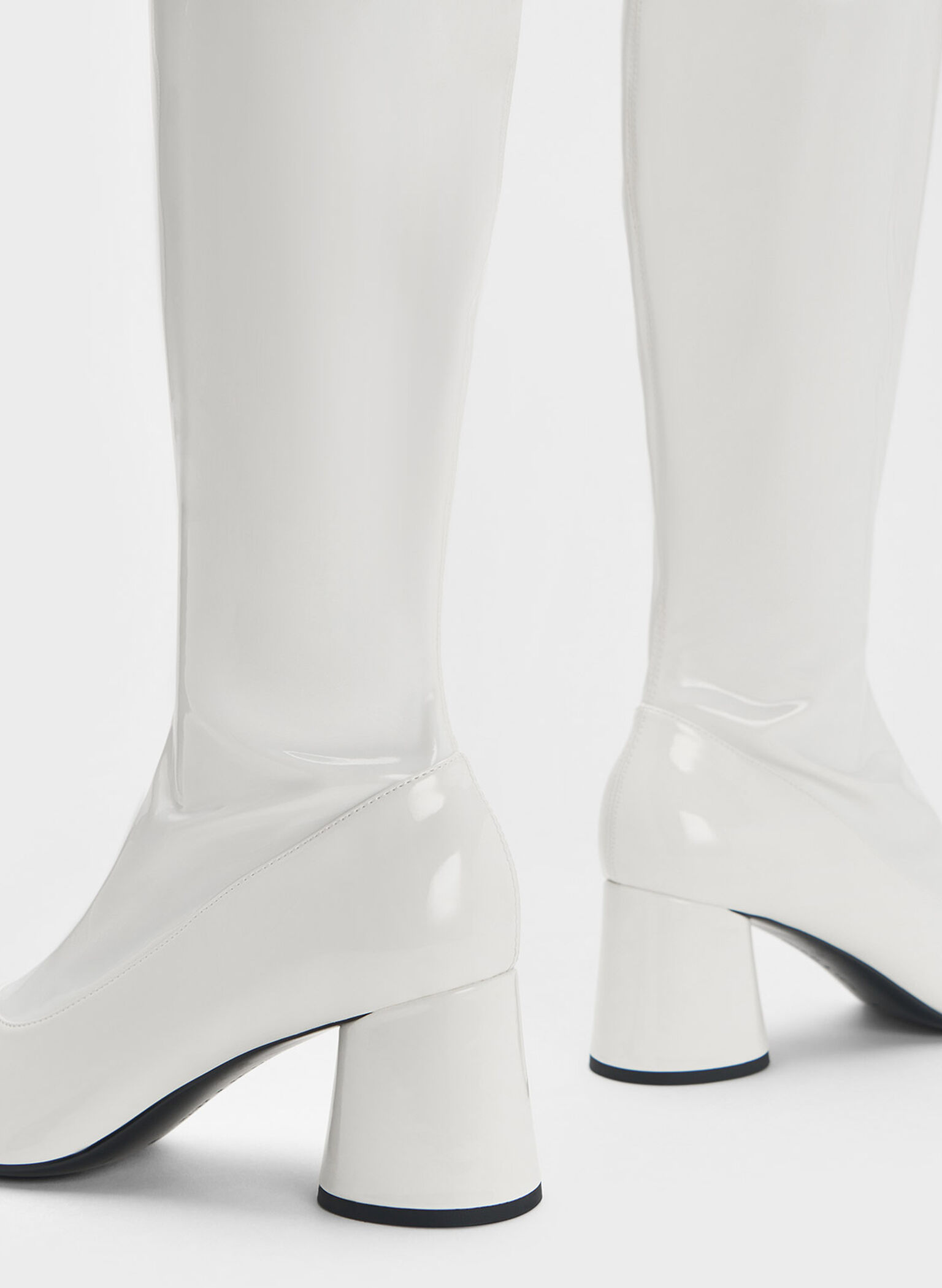 Coco Two-Tone Knee-High Boots, White, hi-res